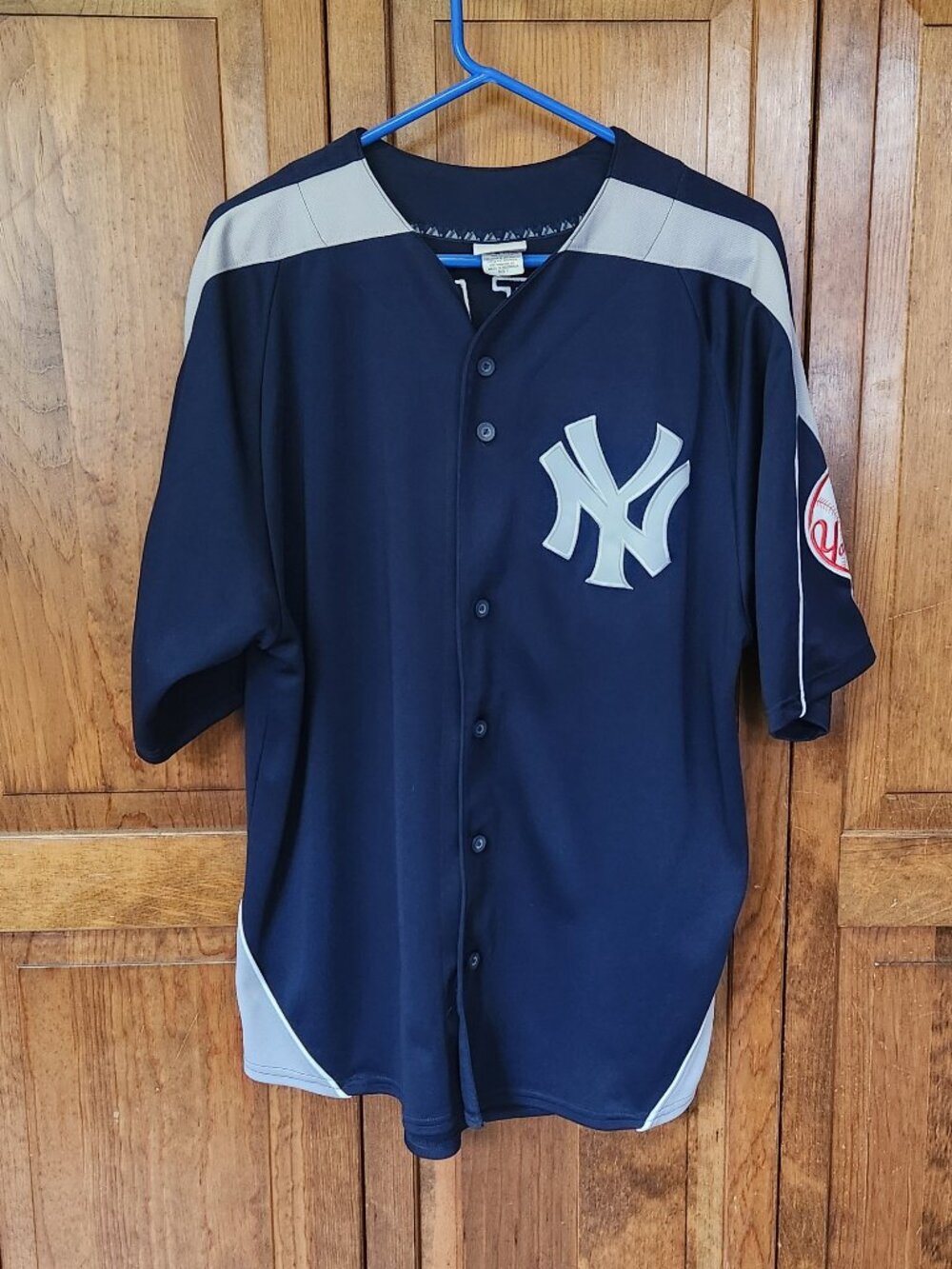 Majestic Derek Jeter Jersey #2 Large New York Yankees Blue Gray MLB Baseball Vtg